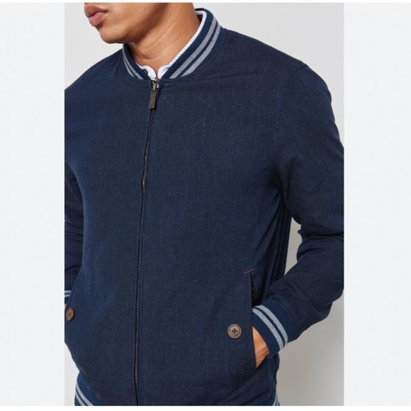 Ted Baker New York mens navy blue bomber jacket size 2 nwt - Picture 3 of 15